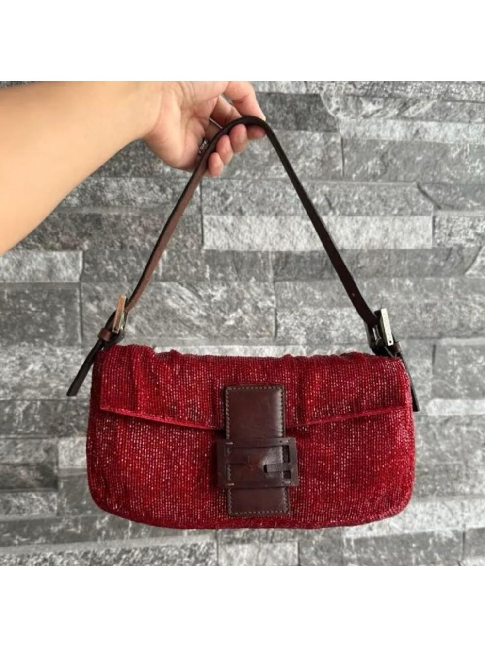 Fendi Beads Baguette Shoulder Bag